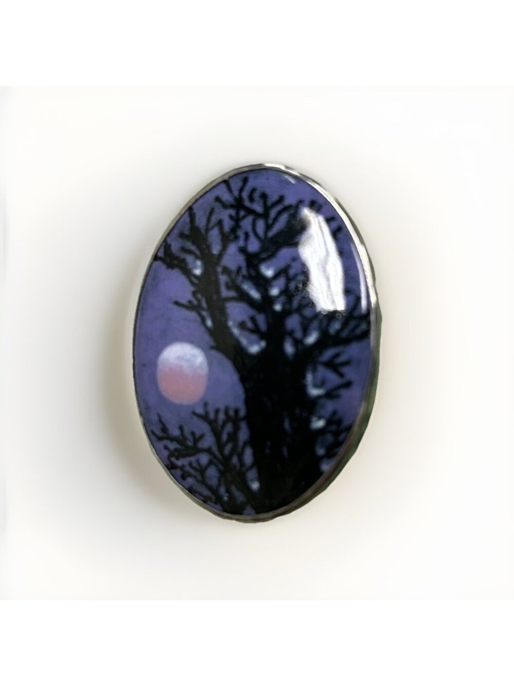 Celestial Brooch Sterling Silver Moon Tree Moonlight Signed Pin Jewelry Night